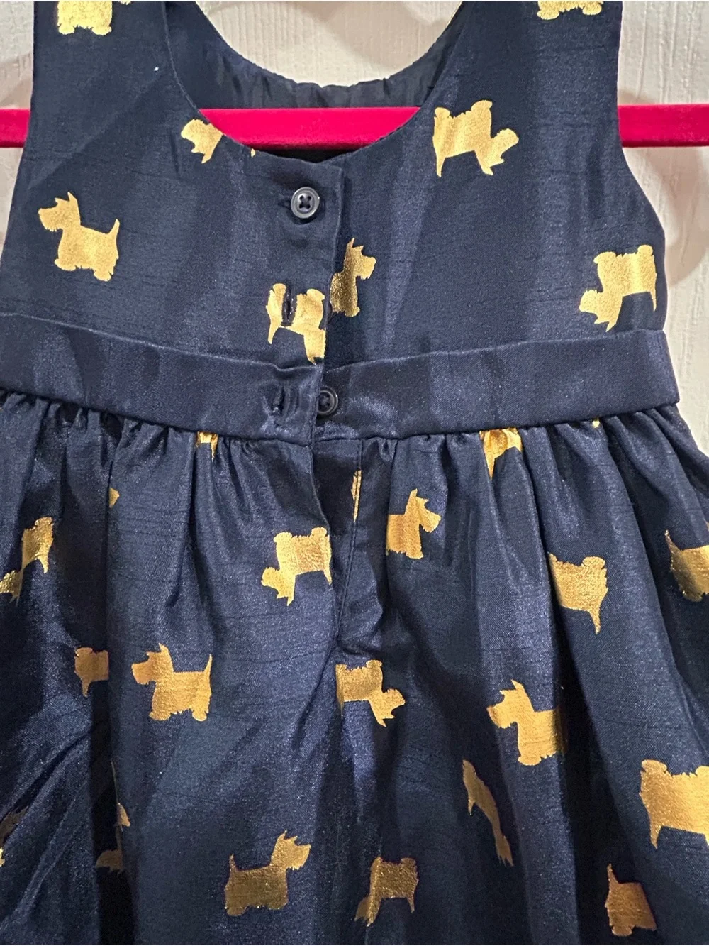 Gymboree Navy Blue Dress with Gold Dog Print